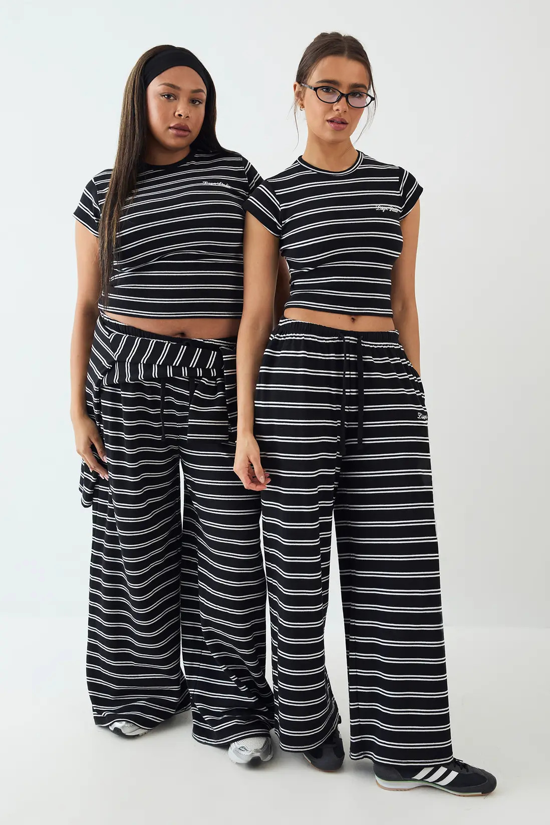 Black DSGN Studio Stripe Wide Leg Trouser | Boohoo | Boohoo.com (UK & IE)