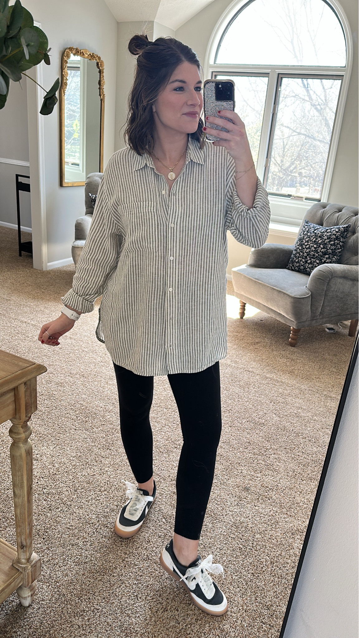 This linen blouse is SO lightweight & is a great layering piece for Spring! Perfect addition to my bump-friendly capsule wardrobe. 

Wearing size S. 

#LTKSeasonal #LTKstyletip #LTKbump