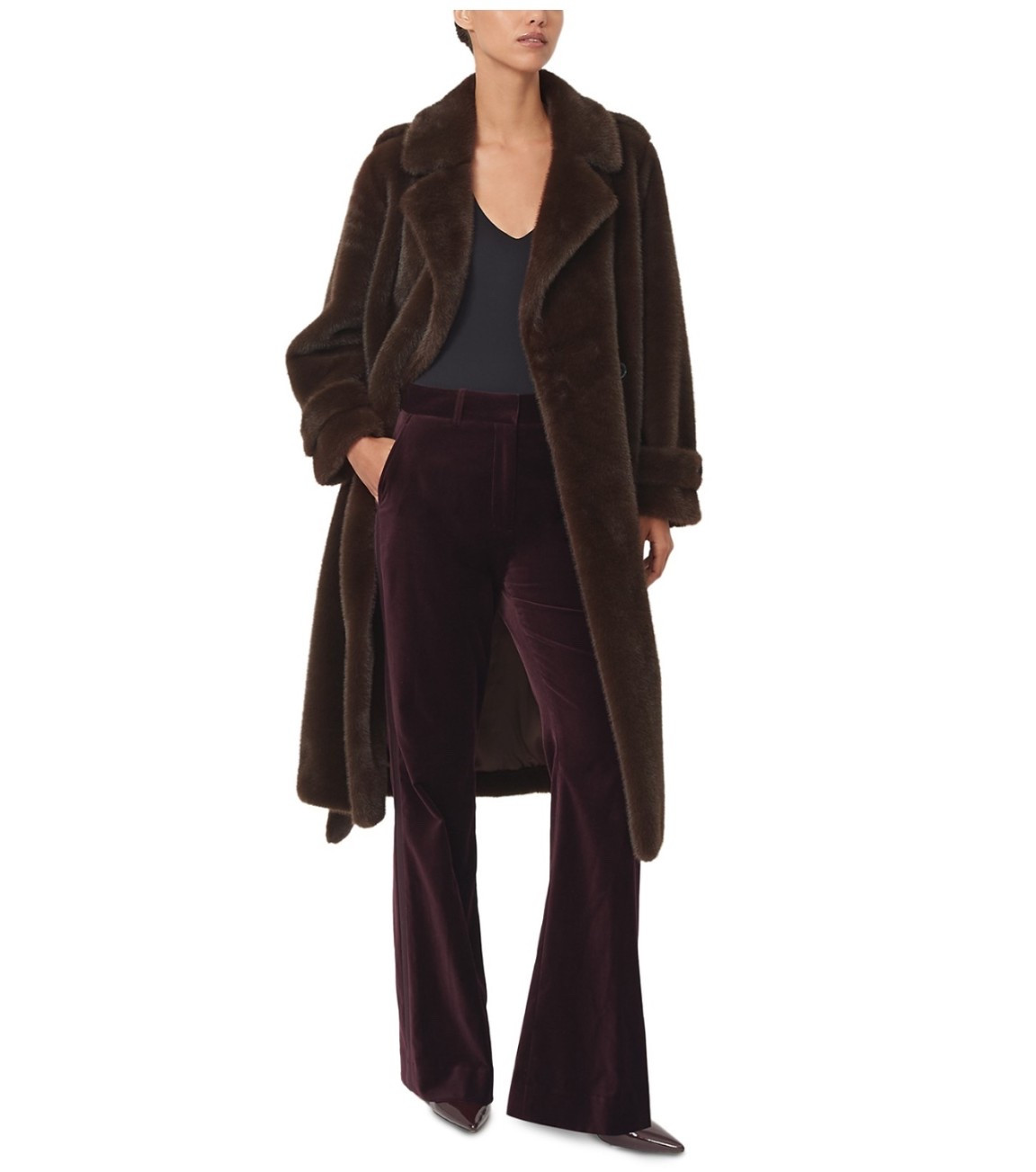 Brown faux fur coat! 