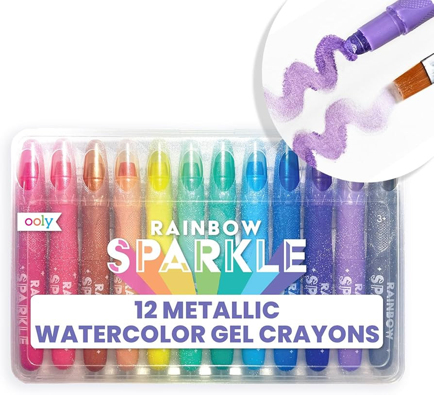 OOLY Rainbow Sparkle Gel Crayons for Kids and Adults - Set of 12 Watercolor Glitter Markers for G... | Amazon (US)