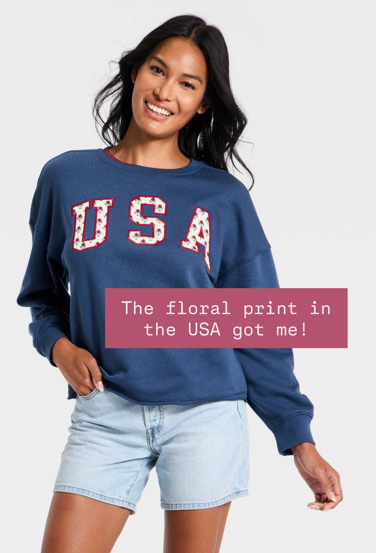 There are so many good red, white, and blue finds from Target! Loved the floral print in the letters! Can't wait for this to come in!

Loverly Grey, Target, sweatshirt, july 4th outfit inspo 

 #LTKSeasonal