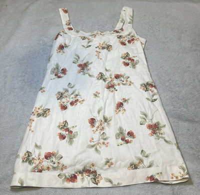 Abercrombie Fitch White Strawberry Floral Linen Blend Mini Dress Sz L Sundress | eBay | eBay US