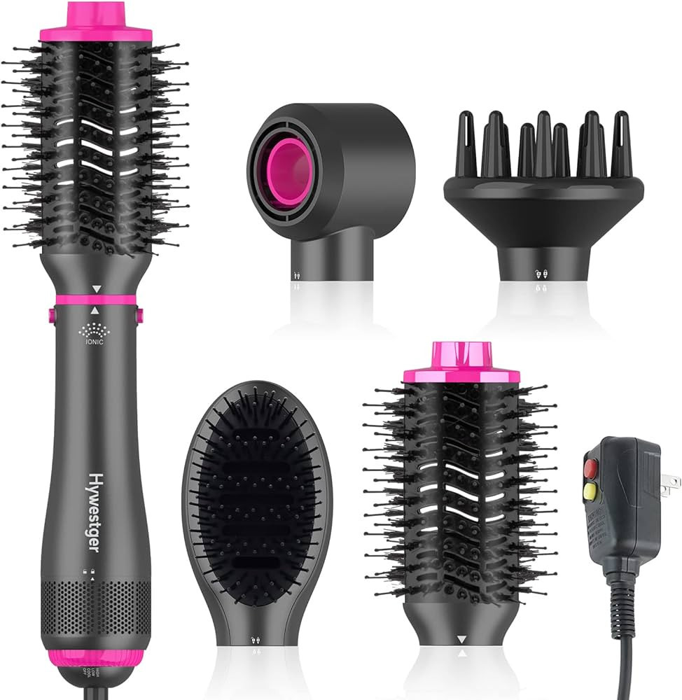 Blow Dryer Brush with Negative Ion, detachable and curling               
Material: Nylon | Amazon (US)