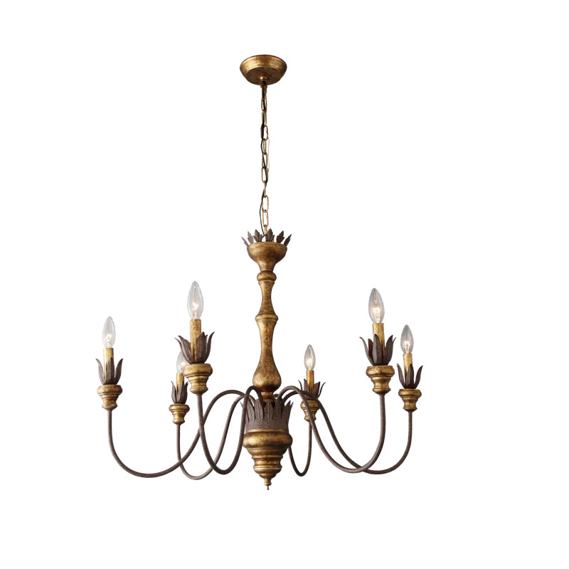 31“ X 23” _ 6 Lights French Country Farmhouse Chandelier, Rustic Arms Imitation Wood Finish F... | Wayfair North America