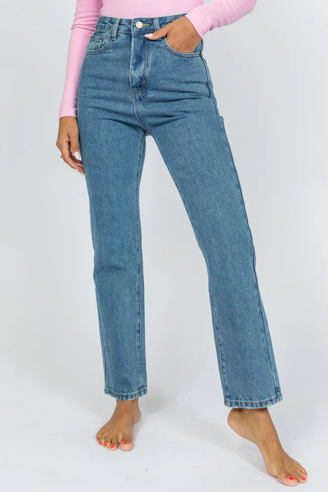 Megan Medium Wash Straight Leg Mom Jeans | Pink Lily