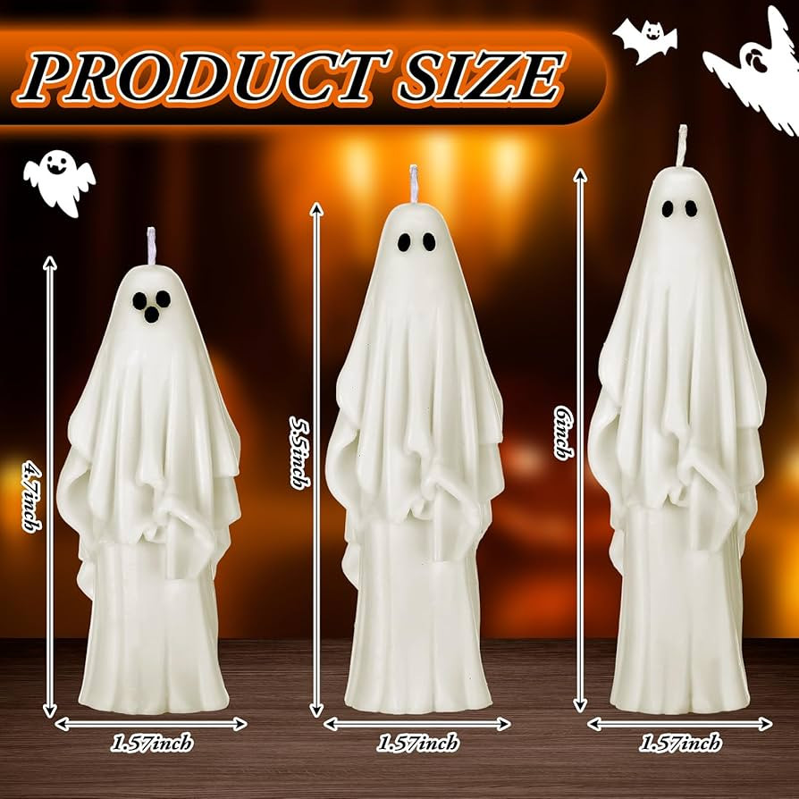Nuanchu 3 Pcs Halloween Ghost Decor Ghost Candles Gothic Decoration Indoor Gift for Mantel Hallow... | Amazon (US)