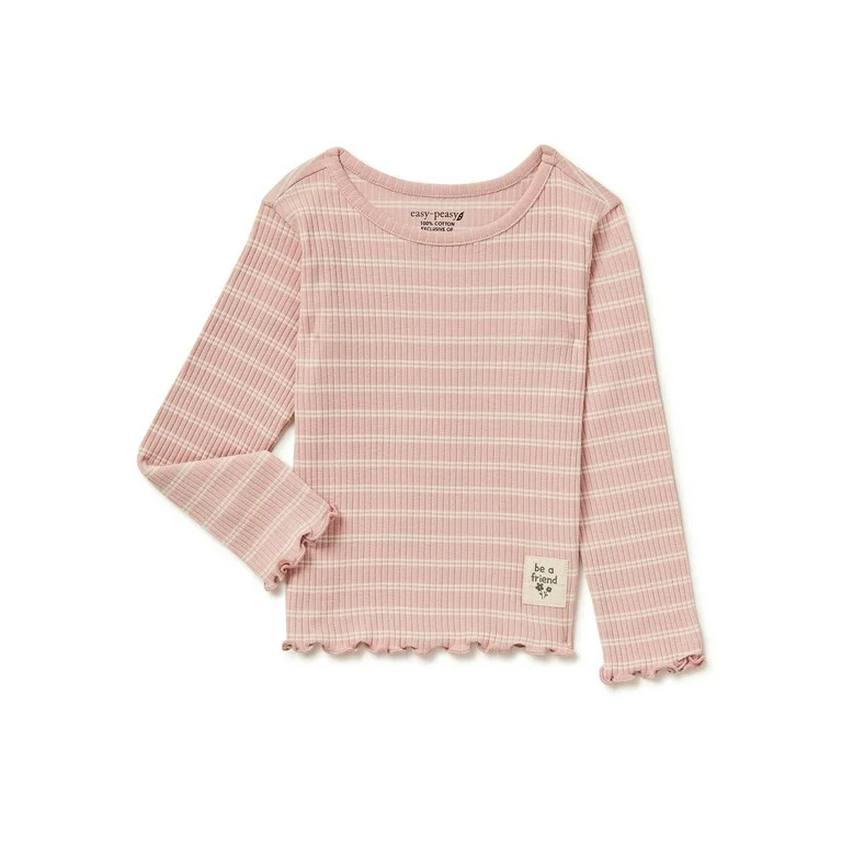 easy-peasy Baby and Toddler Girls Long Sleeve Lettuce Edge Top, Sizes 12 Months-5T | Walmart (US)