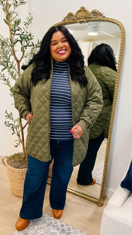 Smiles and Pearls is wearing a ribbed top and quilted jacket from
Lane Bryant. It's light weight and perfect for layering. She's wearing flare jeans in a size 18.
Clogs are also from Lane Bryant. They're
VERY comfortable AND wide width friendly!
Lane Bryant, family photos, plus size
fashion, size 18 style, fall outfit, Thanksgiving, teacher outfits, work outfits, denim jacket, clogs, casual outfit

#LTKCyberWeek #LTKHoliday #LTKplussize