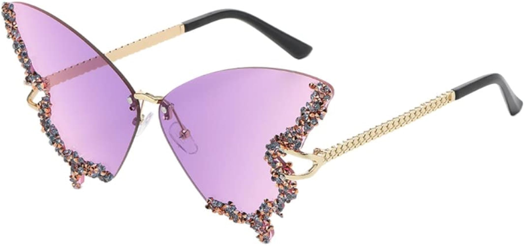 Shiratori Women's Retro Classic Butterfly Shape Diamond Rimless Sunglasses UV Blocking Sunglasses | Amazon (US)