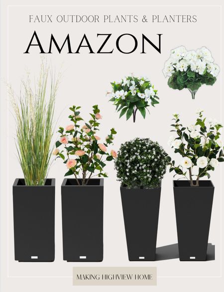 Amazon faux outdoor flowering plants and planters. These are my favorite planters that have the shelf for the plants to sit on! 

#LTKSeasonal #LTKhome #LTKstyletip