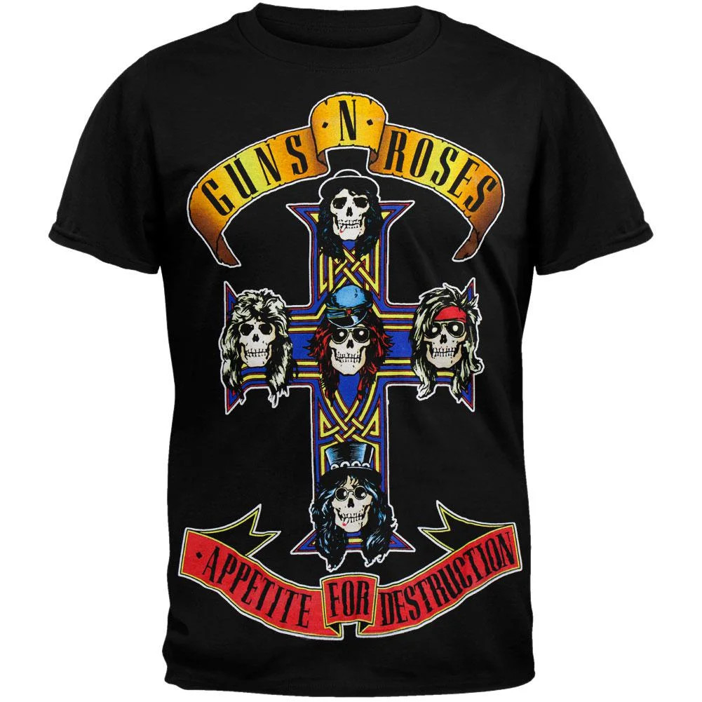 Guns N' Roses Appetite for Destruction Cross Black T-Shirt Unisex | Walmart (US)