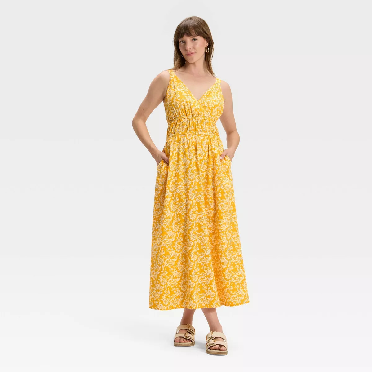 Women's Pullover Maxi Sundress - Universal Thread™ Yellow Floral XS | Target