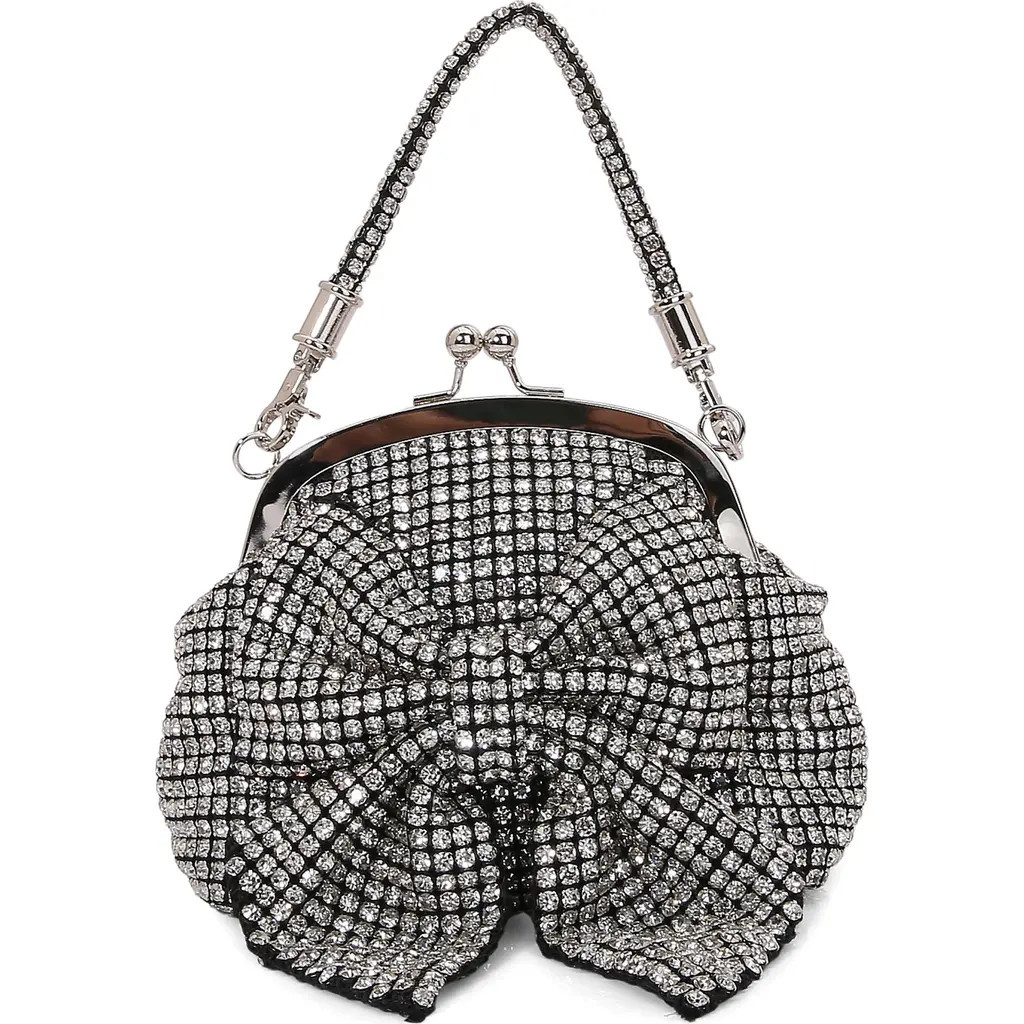 BERNESS Rhinestone Embellished Bow Handbag in Black at Nordstrom Rack | Nordstrom Rack