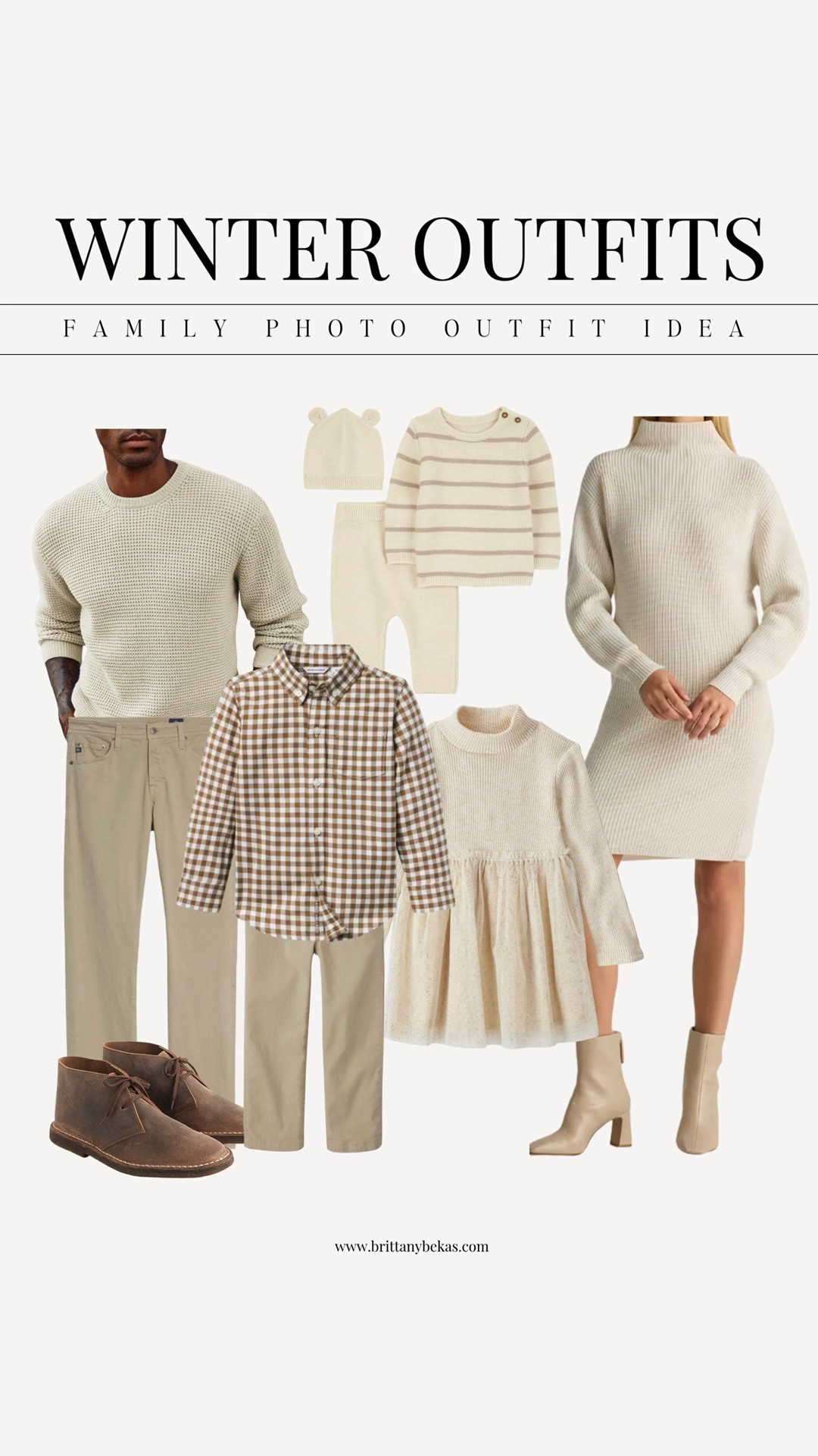 Neutral outfits for family photos for winter and holiday card photos. Sweater dress for girls and moms. Plaid shirt for boys. 

#LTKKids #LTKMens #LTKHoliday