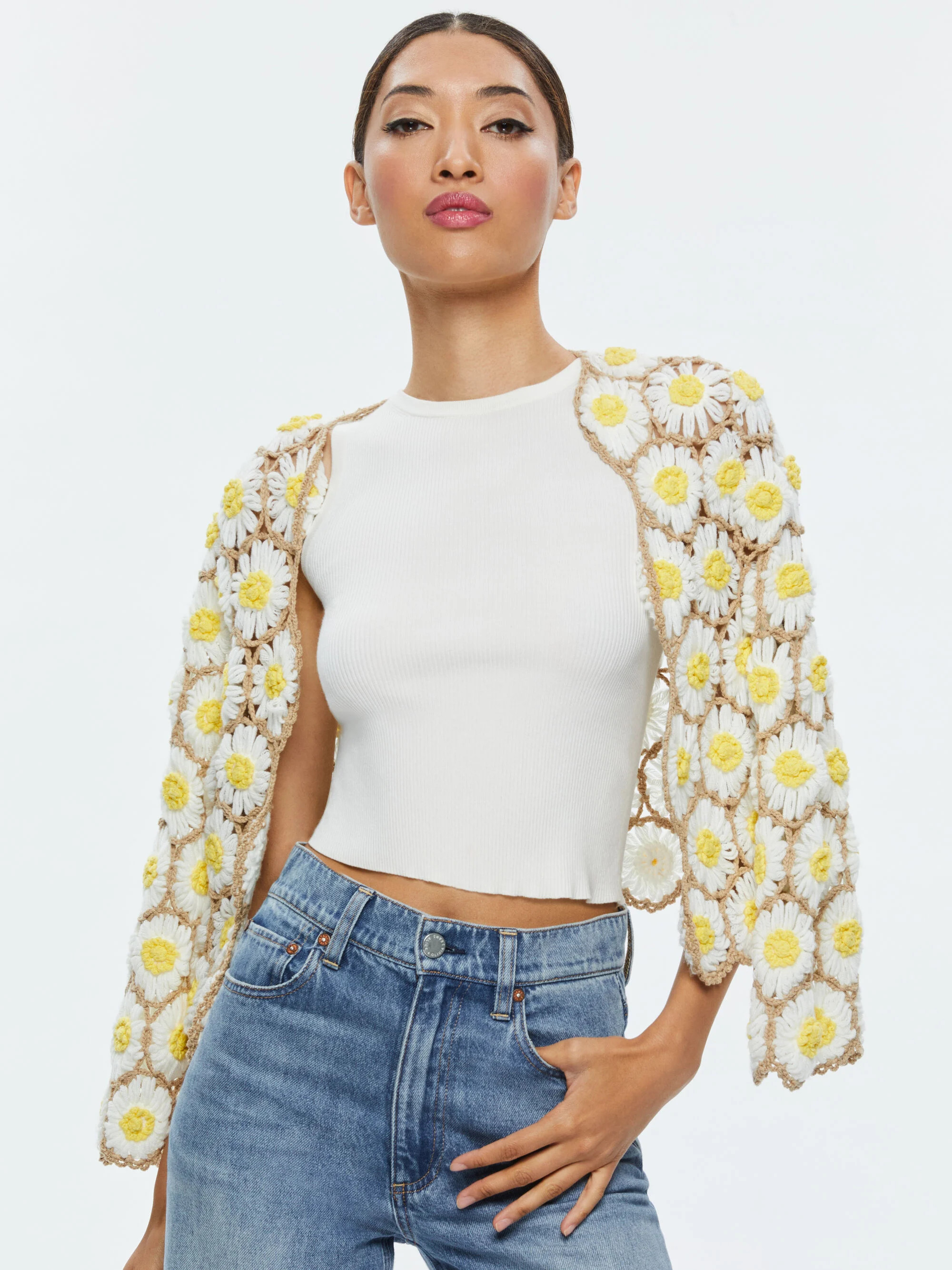 ANDERSON DAISY CROCHET CARDIGAN | Alice + Olivia