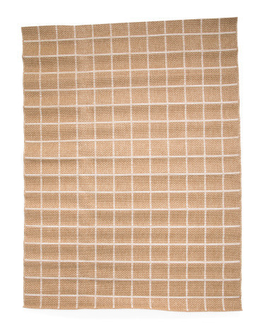 Made In Belgium 5x8 Outdoor Faux Jute Gridlines Area Rug | TJ Maxx