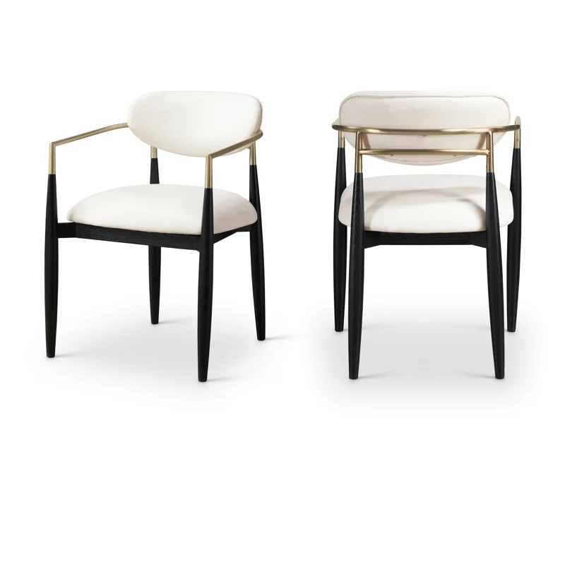 Eligah Vegan Leather Upholstered Dining Arm Chair (Set of 2) | Wayfair North America