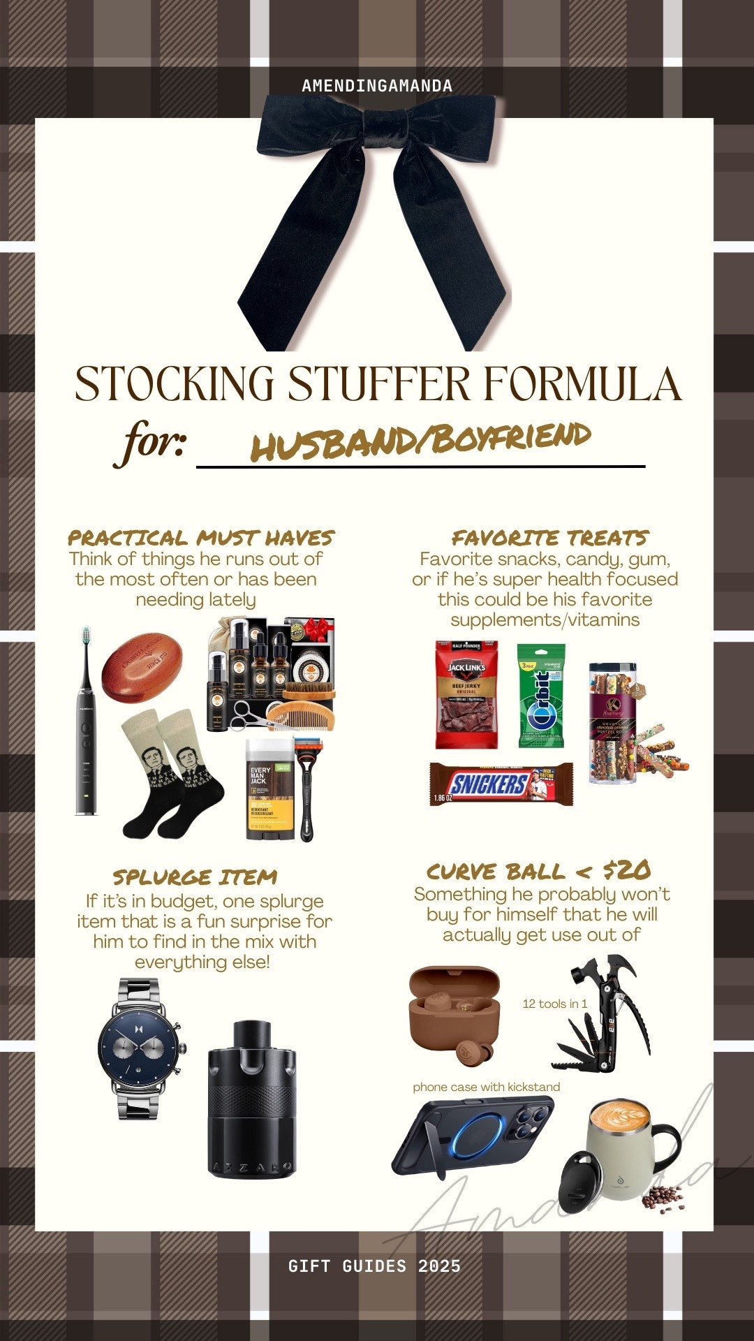 Steal my stocking formula for him! This is the mix I try to add every year, so hoping this helps a little if you’re shopping last minute like me ❤️


Gifts for him, stocking stuffers for him, men’s gifts, last minute gifts, under $25, under $50

#LTKMens #LTKGiftGuide #LTKHoliday