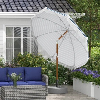 Outdoor Patio Umbrella with Tilt and Fringed Ruffles | Wayfair North America