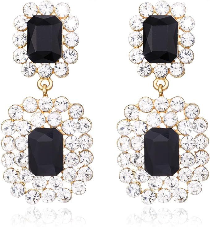 Crystals Teardrop Dangle Statement Earrings, Rhinestone Chandelier Fashion Earrings for Women KEL... | Amazon (US)