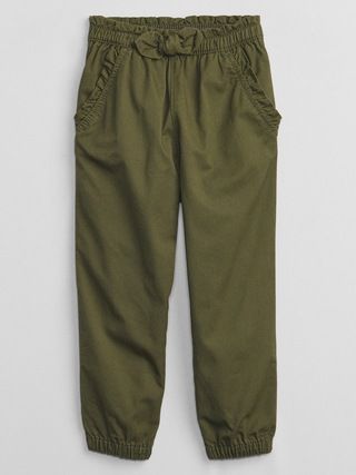 babyGap Twill Knot-Tie Joggers with Washwell | Gap Factory