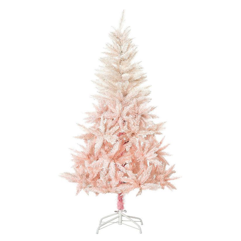 HOMCOM 5ft Unlit Spruce Artificial Christmas Tree with Realistic Branches and 450 Tips Pink | Oriental Trading Company