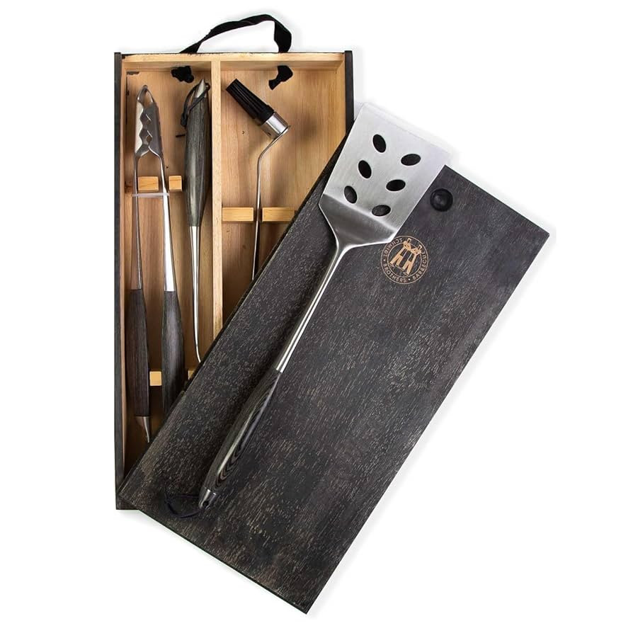 Schmidt Brothers - BBQ Ash 4 Piece Grill Set, Full-Forged Stainless Steel Grilling Utensils Inclu... | Amazon (US)