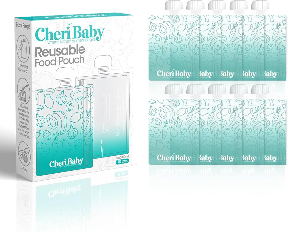 CheriBaby Reusable Baby Food Pouches for Toddlers, BPA Free Plastic, Food Safe, Freezer Safe, Ref... | Amazon (CA)