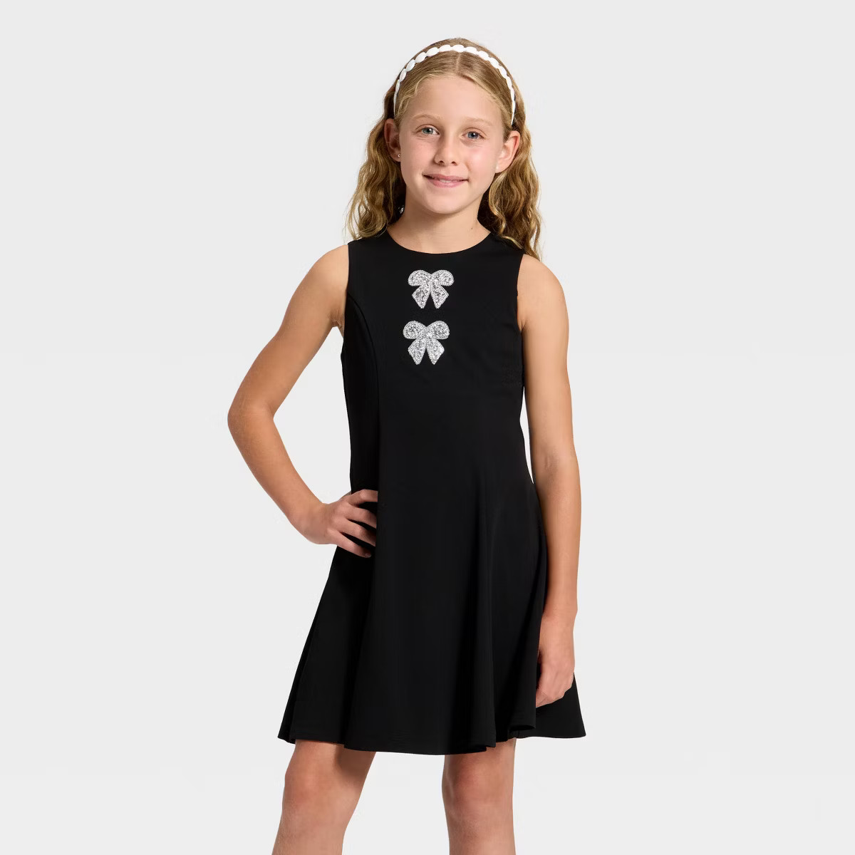 Zenzi Girls' Bow Fit and Flare Dress - Black | Target