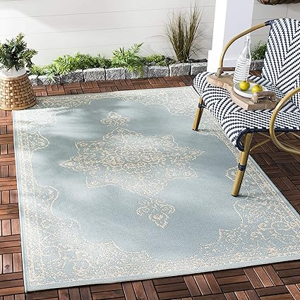 Safavieh Beach House Collection BHS180L Indoor/ Outdoor Non-Shedding Stain Resistant Patio Backya... | Amazon (US)