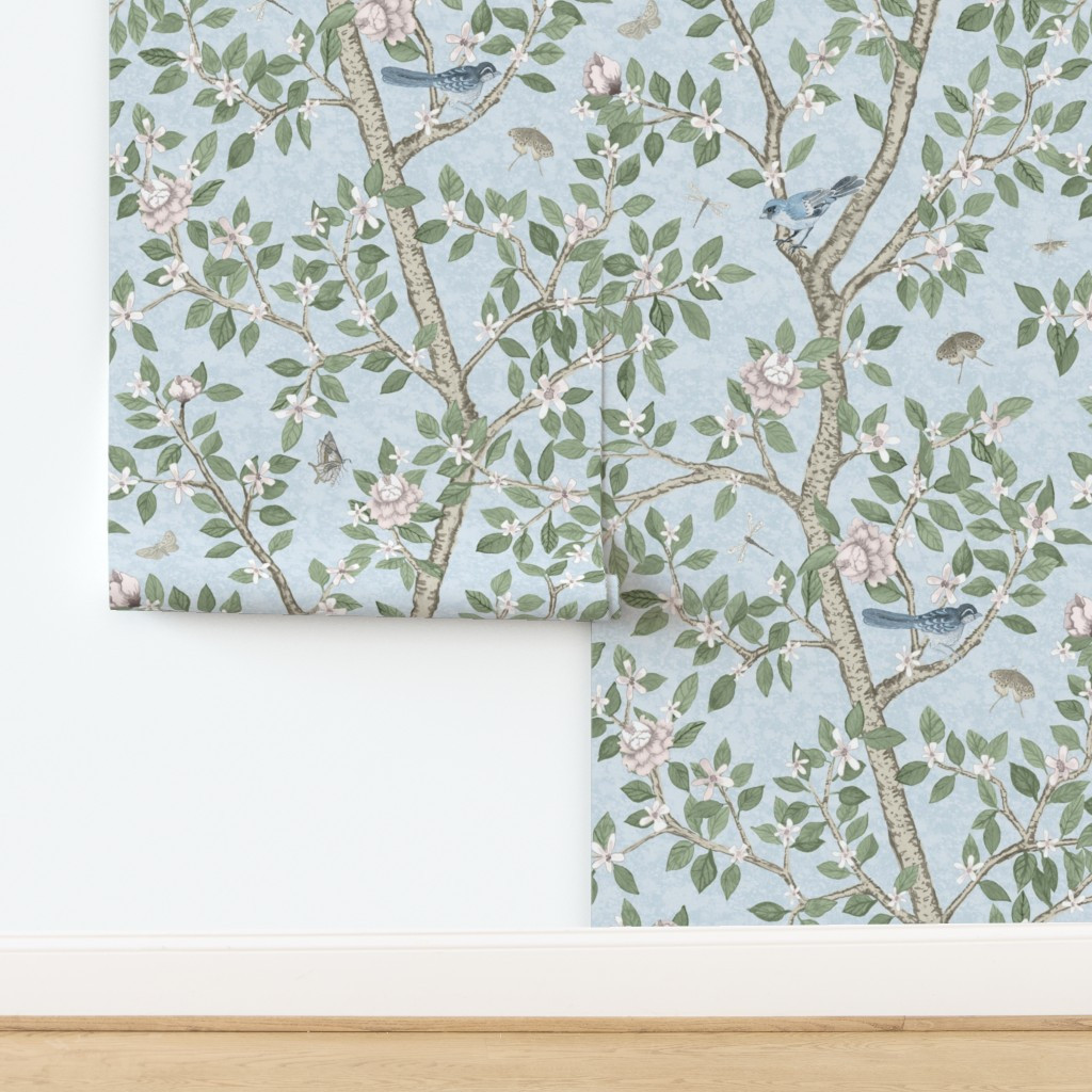 Soft Blue Elsie's Garden | Spoonflower