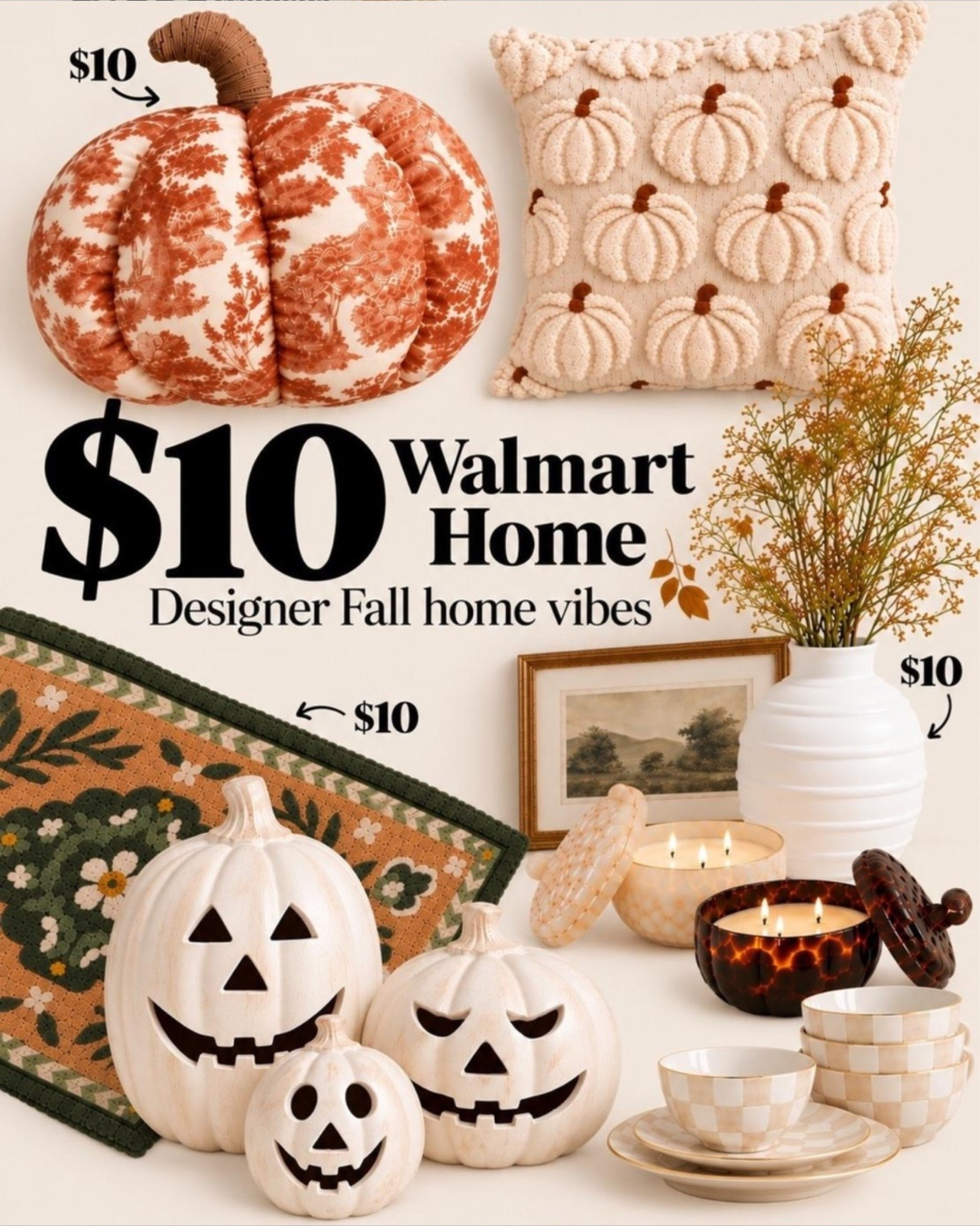 $10 Walmart🎃🍂✨$10 Fall & Halloween decor and outfits!  High sellout risk don’t sleep on these finds!🚨
.
🛍️sizing 5’2” 135lbs. Small top medium bottom /dress. Size 27 jeans. 
.
#walmartpartner #walmartstyle @walmartstyle @Walmart #ad
Walmart sale, fall leaves, faux fall, faux fall stems, two piece sets, fall porch, two piece sets, fall outfit ideas, fall dress, gf all sweater, fall rug, denim, jeans, New York sweater, ghost photos, ghost porch, boo crewneck, adult Halloween outfits, baby pumpkin carrier costumes, baby Halloween carriers, family matching Halloween, costume ideas, Walmart Halloween, LTK con, fall steams, fall porch, Halloween, fall shoes, boots, real touch flowers, oversized sweater, comfy outfit, party outfit, fall dress , clearance, Walmart, travel outfit, summer sale, discount codes, gifts for her, discount codes, sale,

#LTKSaleAlert #LTKPetite #LTKHome