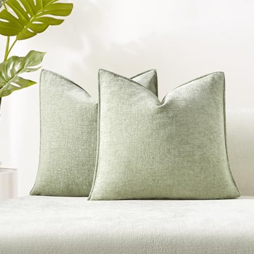 JUSPURBET Light Green 18x18 Decorative Pillow Covers Set of 2 Throw Pillow Covers for Couch Sofa ... | Amazon (US)
