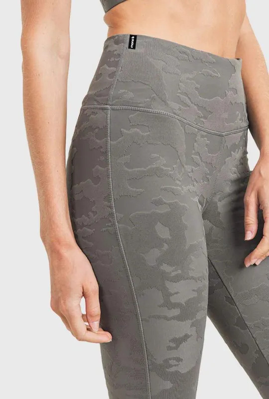 Mono B Clothing High-Rise Camo Jacquard Leggings - Grey - M | Verishop