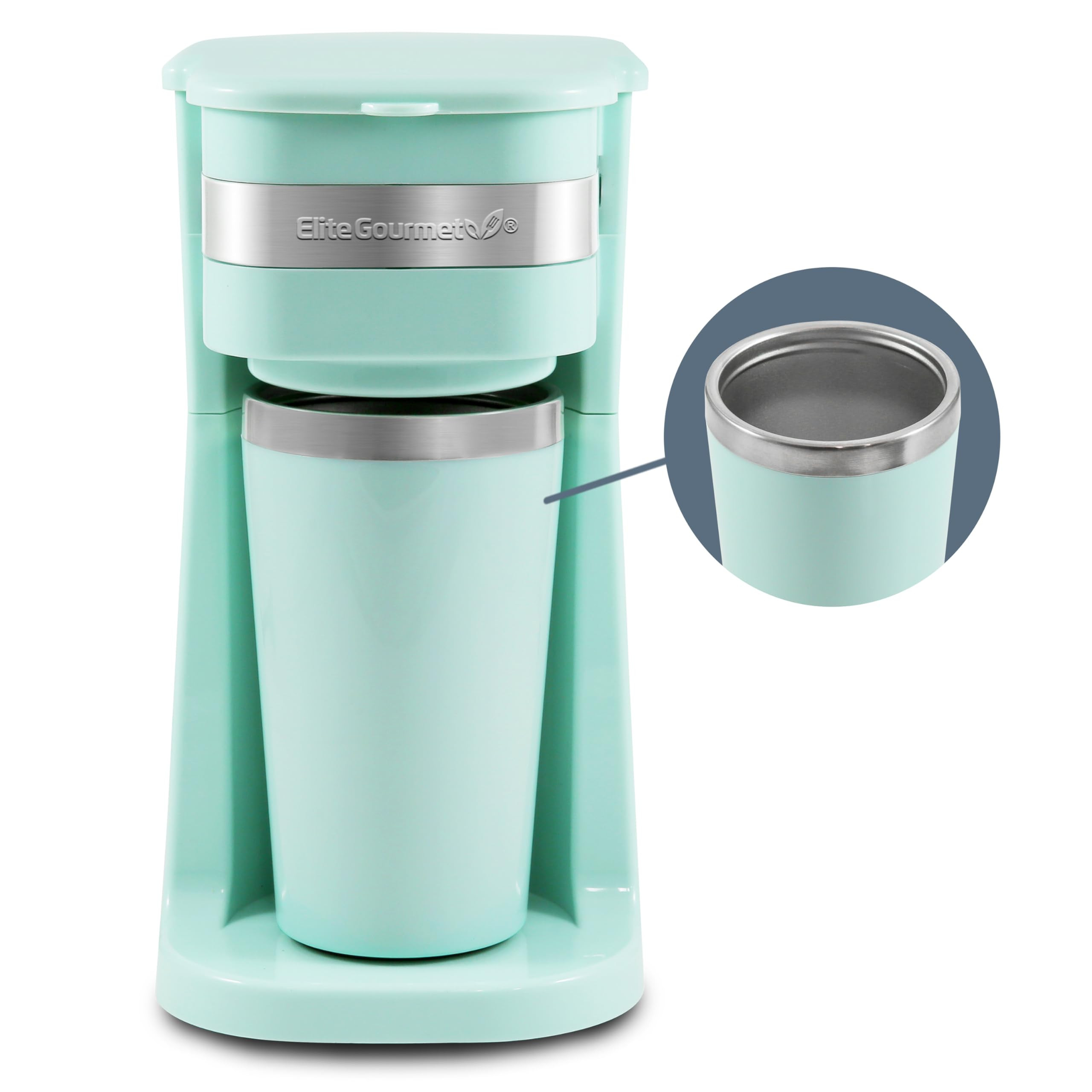 Elite Gourmet EHC113M Personal Single-Serve Compact Coffee Maker Brewer Includes 14Oz. Stainless ... | Amazon (US)