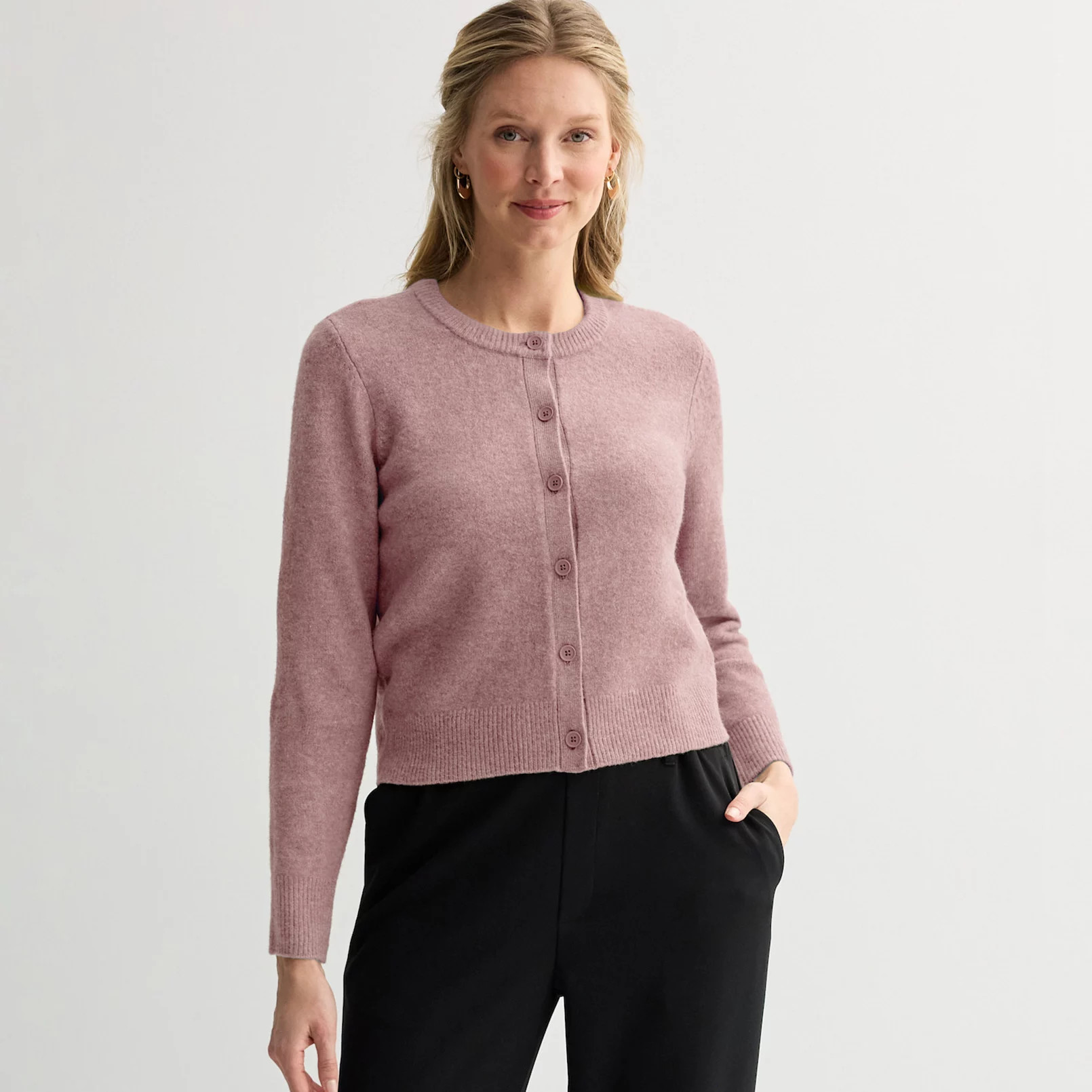 Women's Nine West Button Front Crewneck Sweater | Kohl's