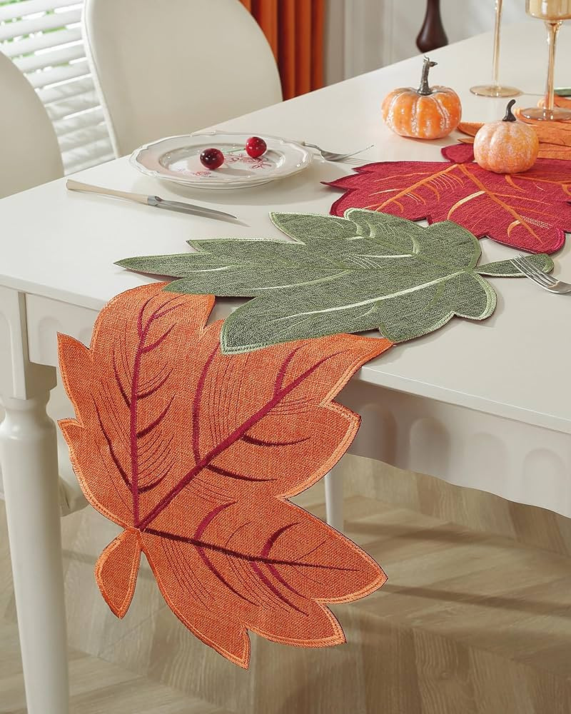 Fall Decorations for Home Fall Table Runner 36 Inches Long with Embroidered Maple Leaf. Thanksgiv... | Amazon (US)