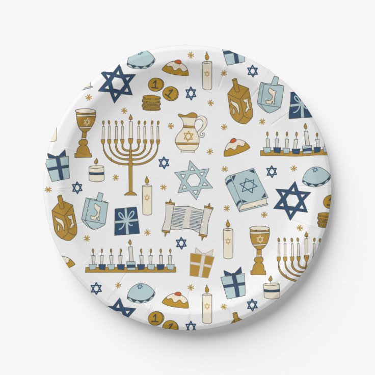 Hanukkah Doodles cute illustrated Paper Plate | Zazzle | Zazzle