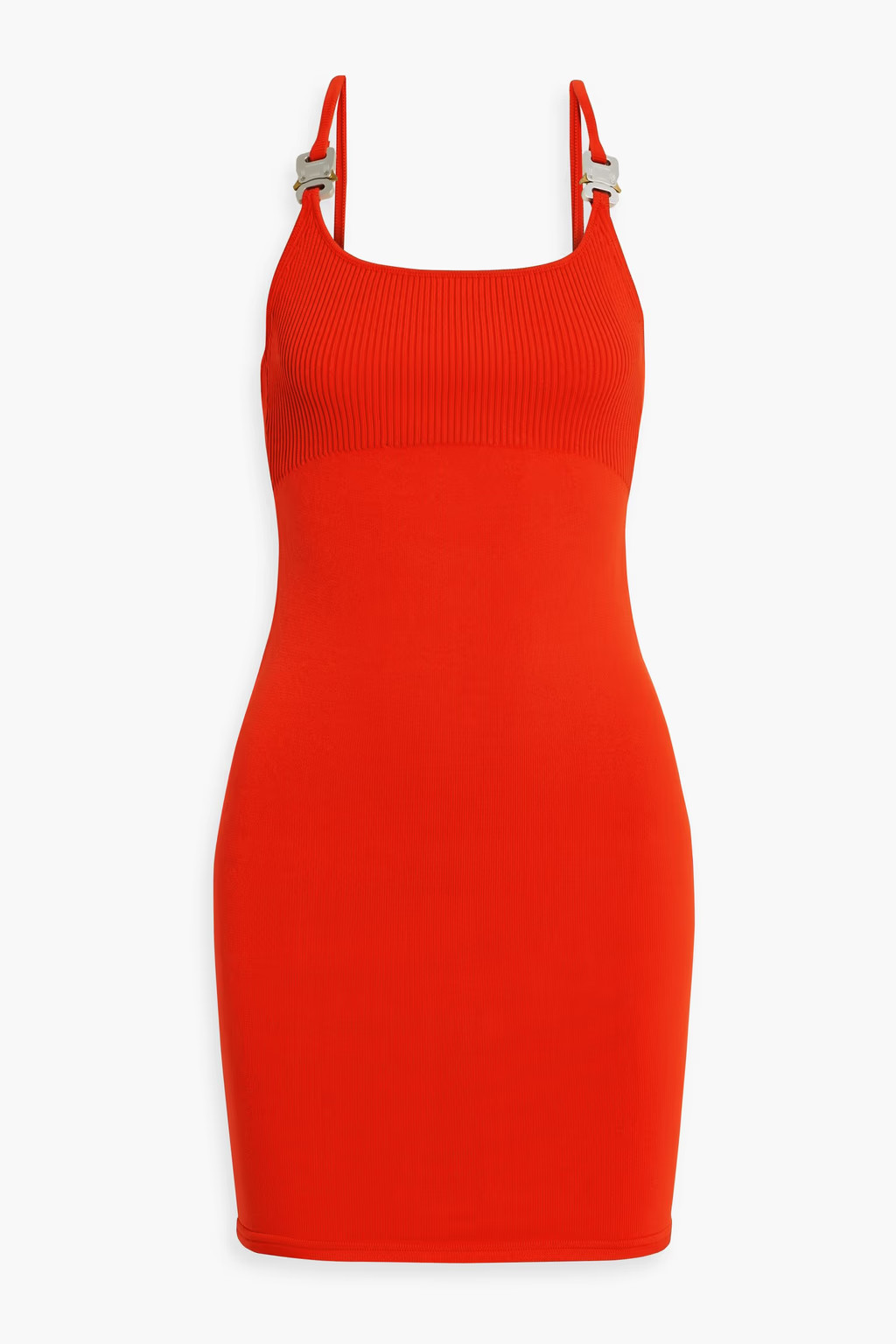 Buckle-detailed ribbed-knit mini dress | The Outnet (US and CA)
