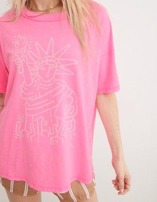 Aerie Oversized Keith Haring Graphic Boyfriend T-Shirt | Aerie