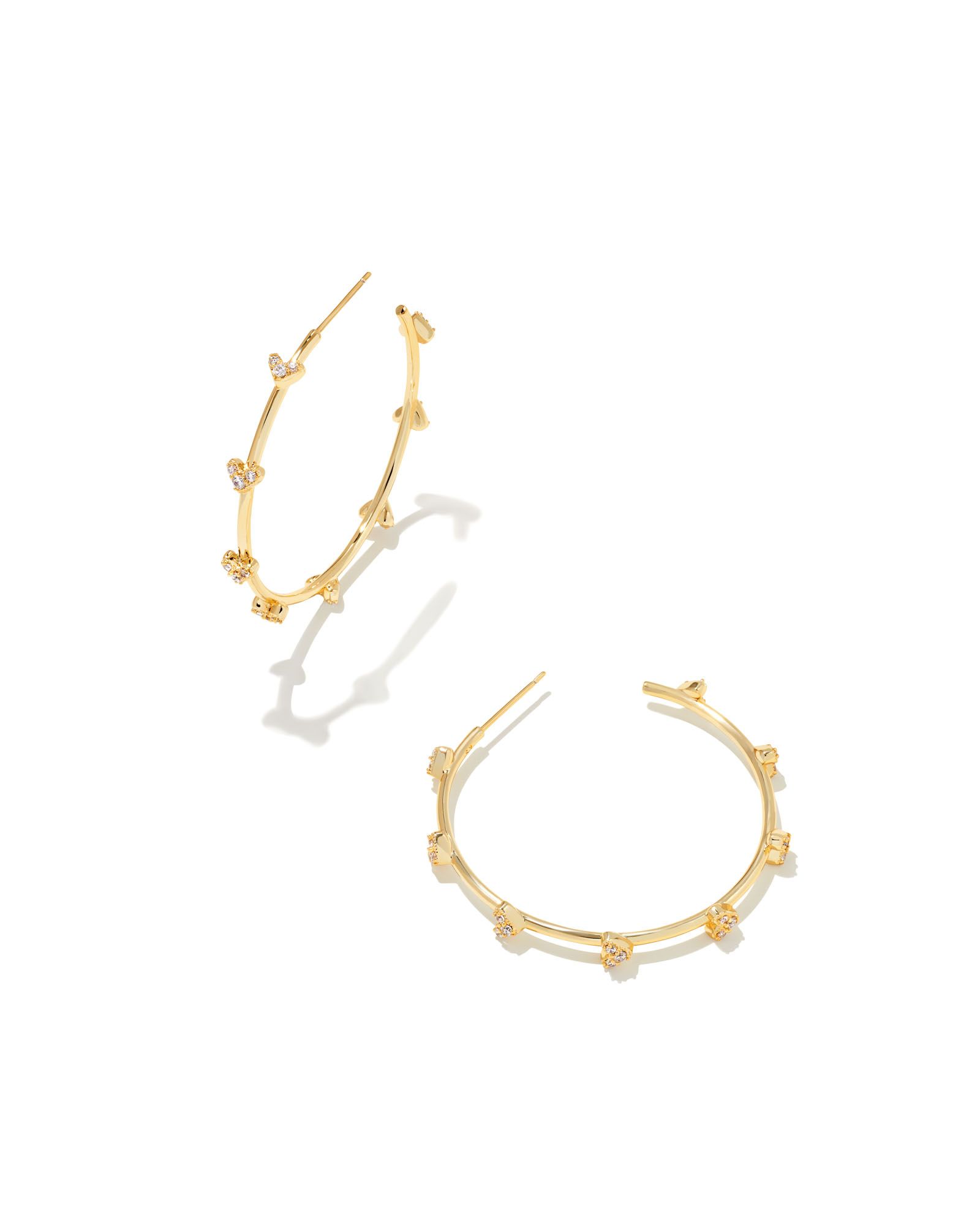 Haven Gold Crystal Heart Hoop Earrings in White Crystal | Kendra Scott | Kendra Scott