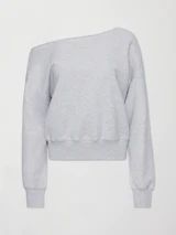 Off Shoulder Sweatshirt in French Terry - Heather Grey | Carbon38
