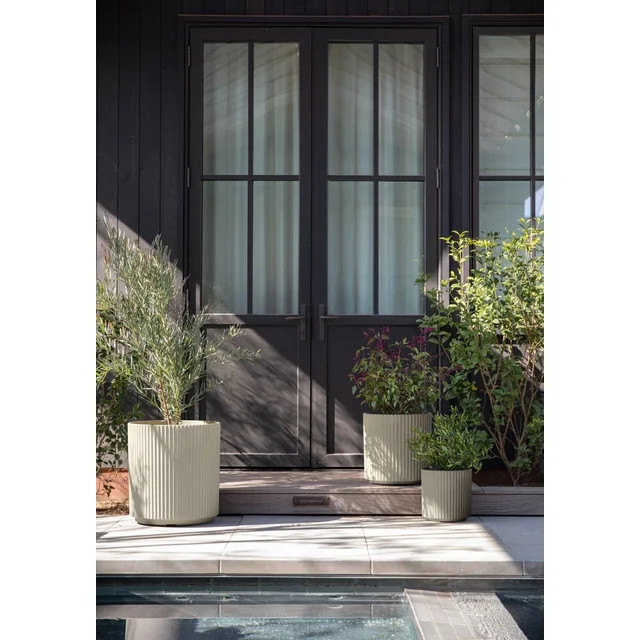 Veradek Demi Series Bundle - Three Piece Set of Plastic-Stone Planters - Sand | Walmart (US)