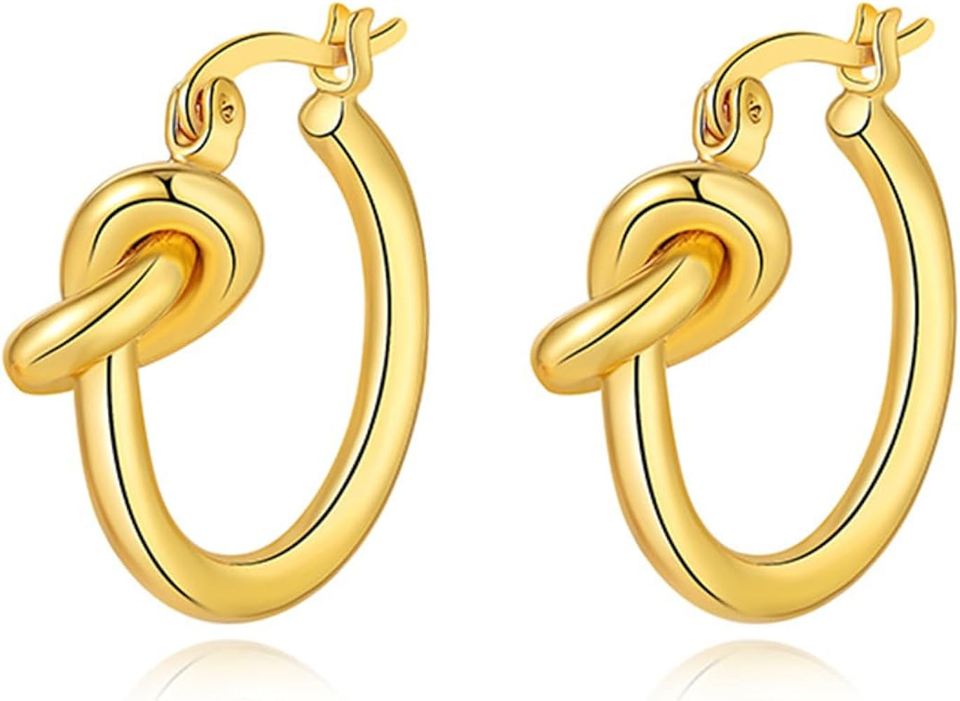 ConeyClare 18K Gold Silver Hoop Earrings for Women, Statement Chunky Gold Knot Huggie Hoops Earri... | Amazon (US)