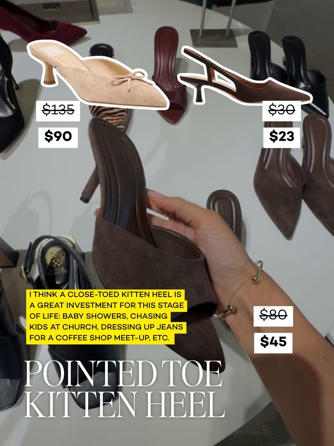 A pointed-toe kitten heel is one of the most versatile shoes you can own. Dress them up or down—they work for weddings, work, and everyday outfits.

#kittenheels #fallshoes #shoestyle #nordstromsale #ltkstyle