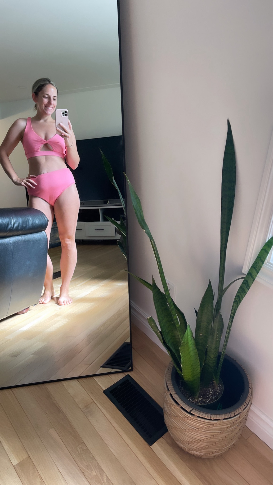 Absolutely LOVE this two piece hot pink bathing suit! Perfect for the beach, pool parties - you name it. It has a racer back top and full coverage bottoms - never having to worry about anything falling out! Fits TTS and comes in lots of colours! I’m wearing a size medium in both the top and bottoms

#LTKSwim #LTKStyleTip #LTKFindsUnder50