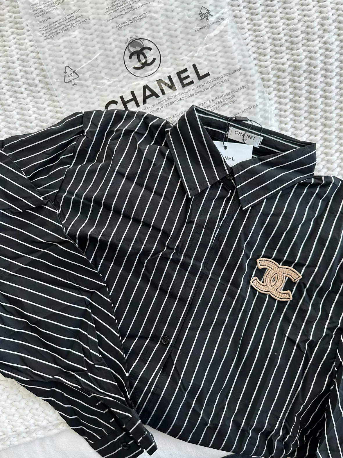 CHANEL, Shirts, Chanel Mens Striped Button Front Dress Shirt