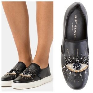 Kurt Geiger Black Crystal Embellished Sneakers | Poshmark