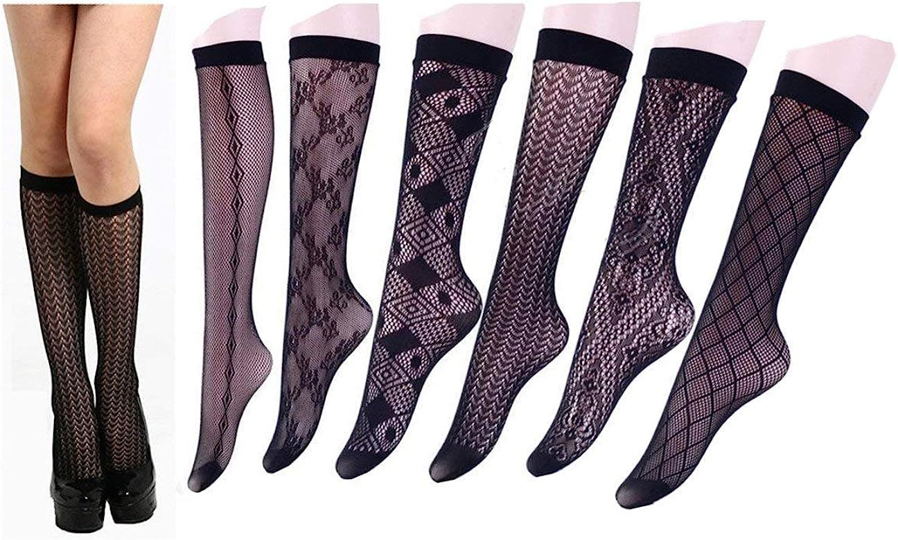Toptim Womens Knee High Fishnet Patterned Trouser Socks Dress Socks | Amazon (US)