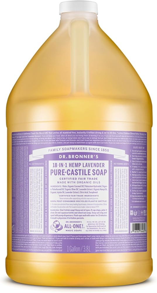 Dr. Bronner's - Pure-Castile Liquid Soap (Lavender, 1 Gallon) - Made with Organic Oils, 18-in-1 U... | Amazon (US)